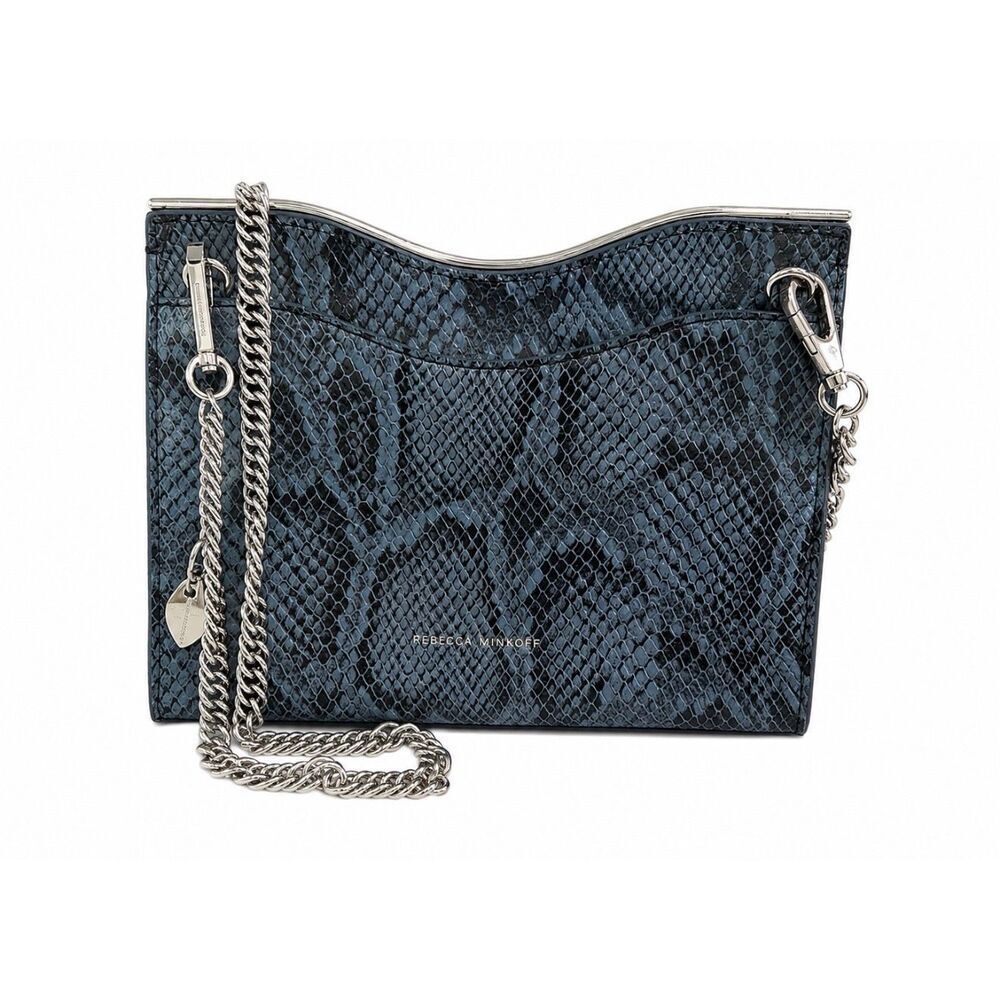 Rebecca Minkoff Blue Snake-Effect Leather Crossbody Bag